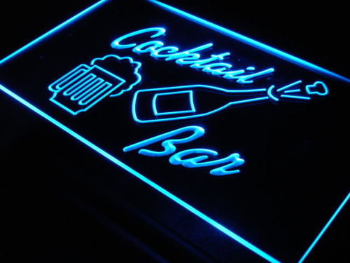 Cocktails Bar Cup Bottle Beer Neon Light Sign